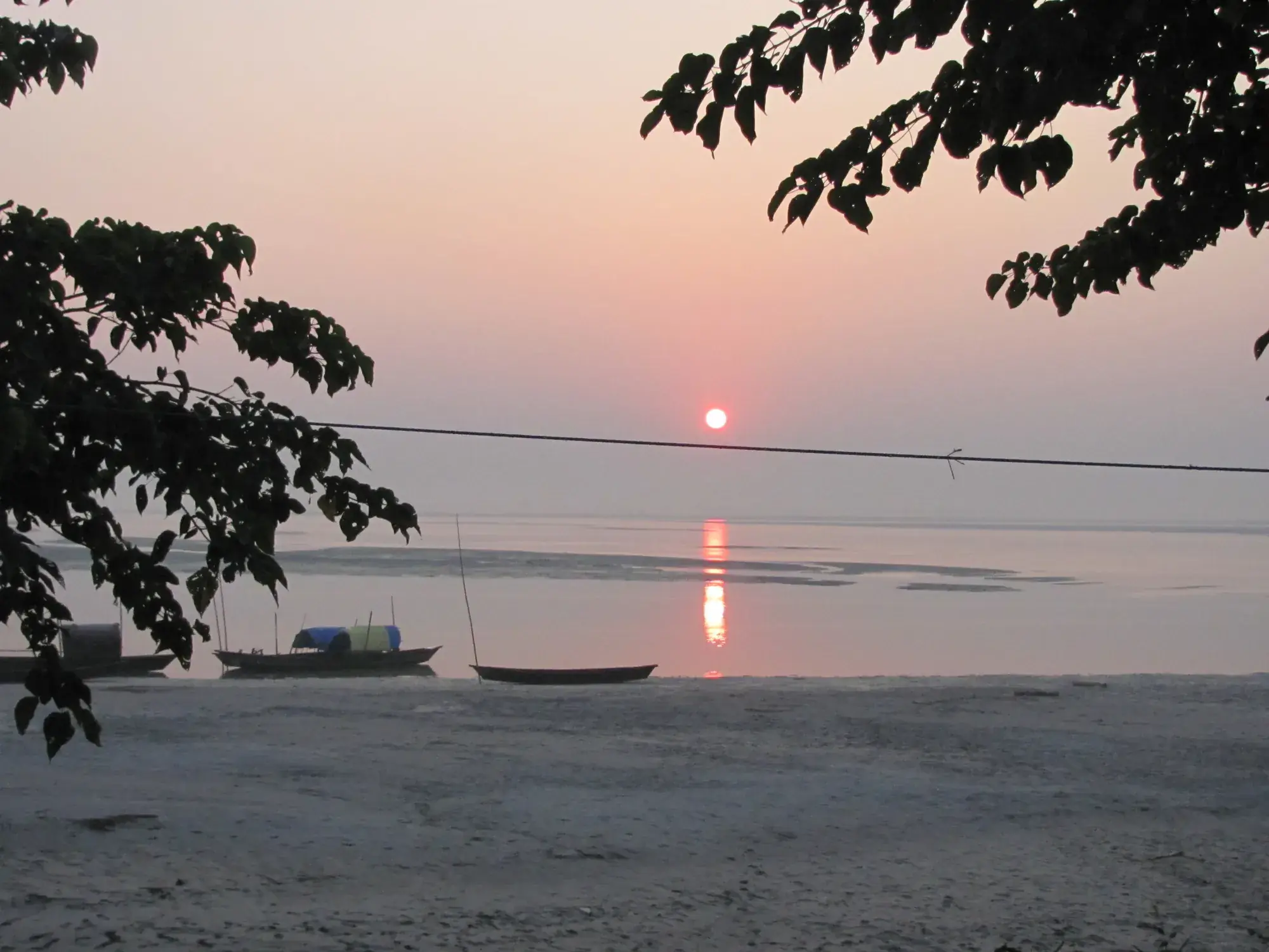 Sunset over the Teesta riverbed at Jalpaiguri
