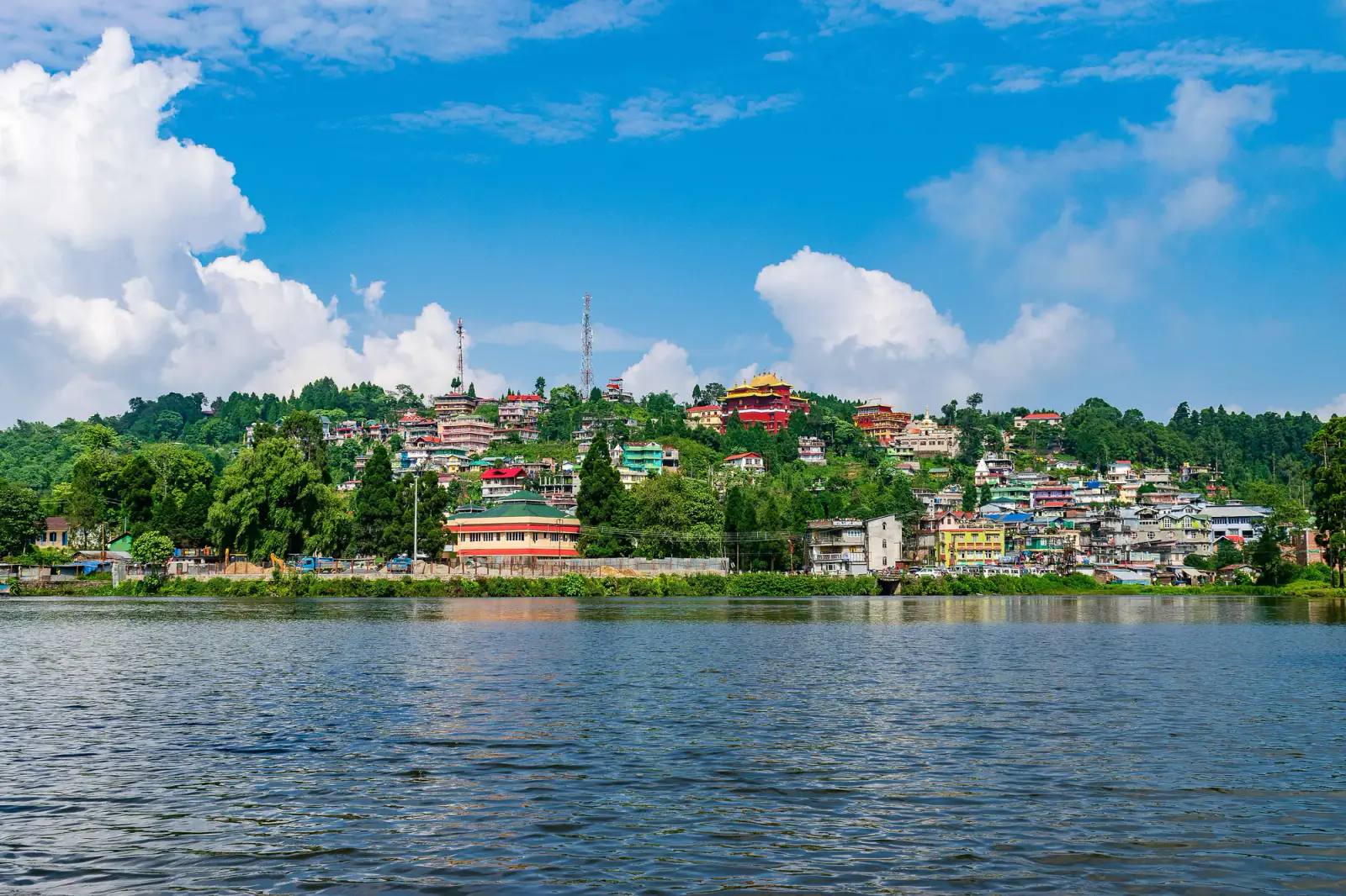 Sumendu Lake in Mirik with the town on the far shore